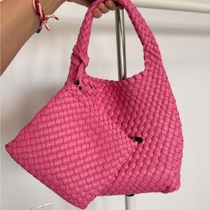 Pink Woven Tote Bag